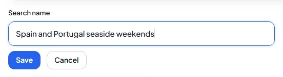 Box to name the search you're saving
